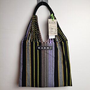 Marni Woven Market Bag Stripe Picnic Hammock Bag